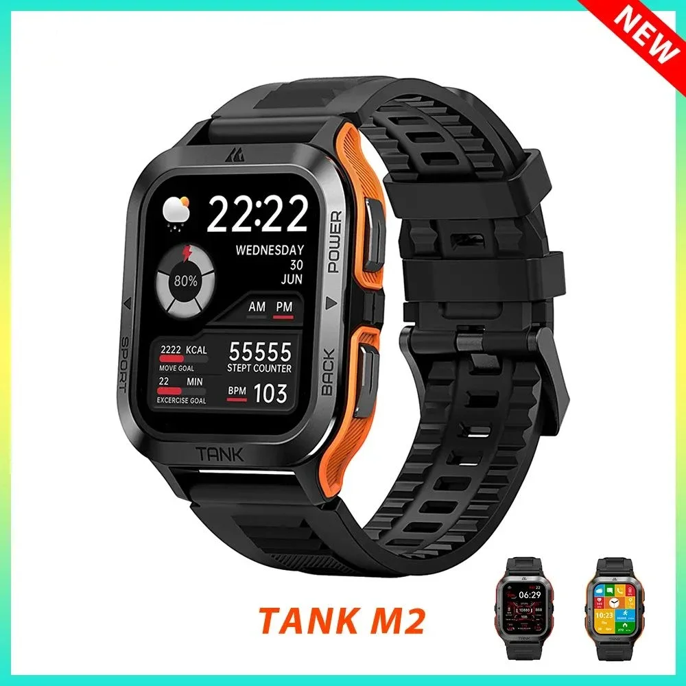 

Умные часы TANK M2 в стиле милитари для мужчин и женщин, спортивные ультраумные часы с голосовым ии, 380 мАч, водозащита IP69K, цифровые фитнес-часы, новинка 2023