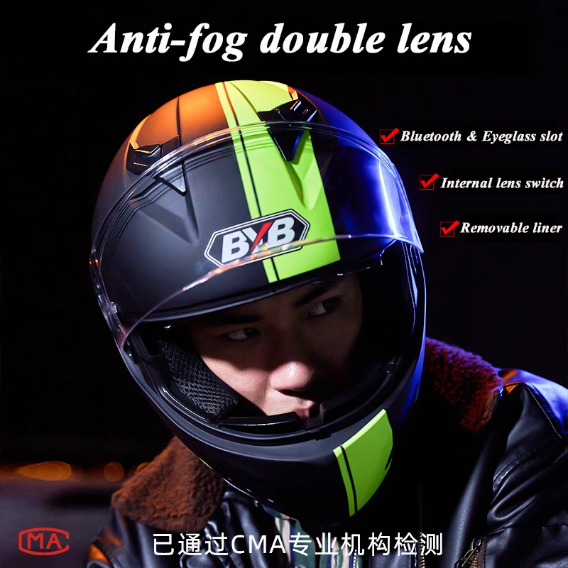 Full Face Motorcycle helmets for Adult Full Coverage Double Lens Electric Vehicle Helmet Safety Cap for Road Motor Riding