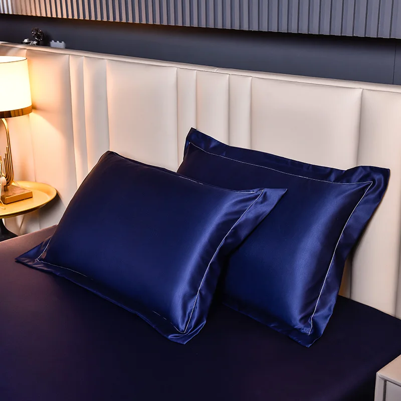 

Silk Pillowcases One Pair Satin Gorgeous Luxury Solid Color Soft Comfortable Two Pieces For Bedroom Home Decoration