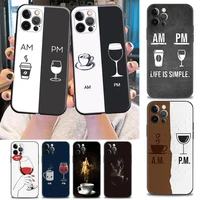 fashion coffee wine cup phone case for iphone 5 6 7 8 plus se 3 2020 2022 11 12 13 pro xs max mini xr x soft tpu silicone cover