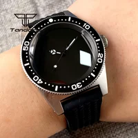 Tandorio 300M 41mm Automatic Men's Wristwatch Black Sterile Dial PT5000 NH35A Sapphire Glass Rotating Ceramic Bezel Waffle Strap