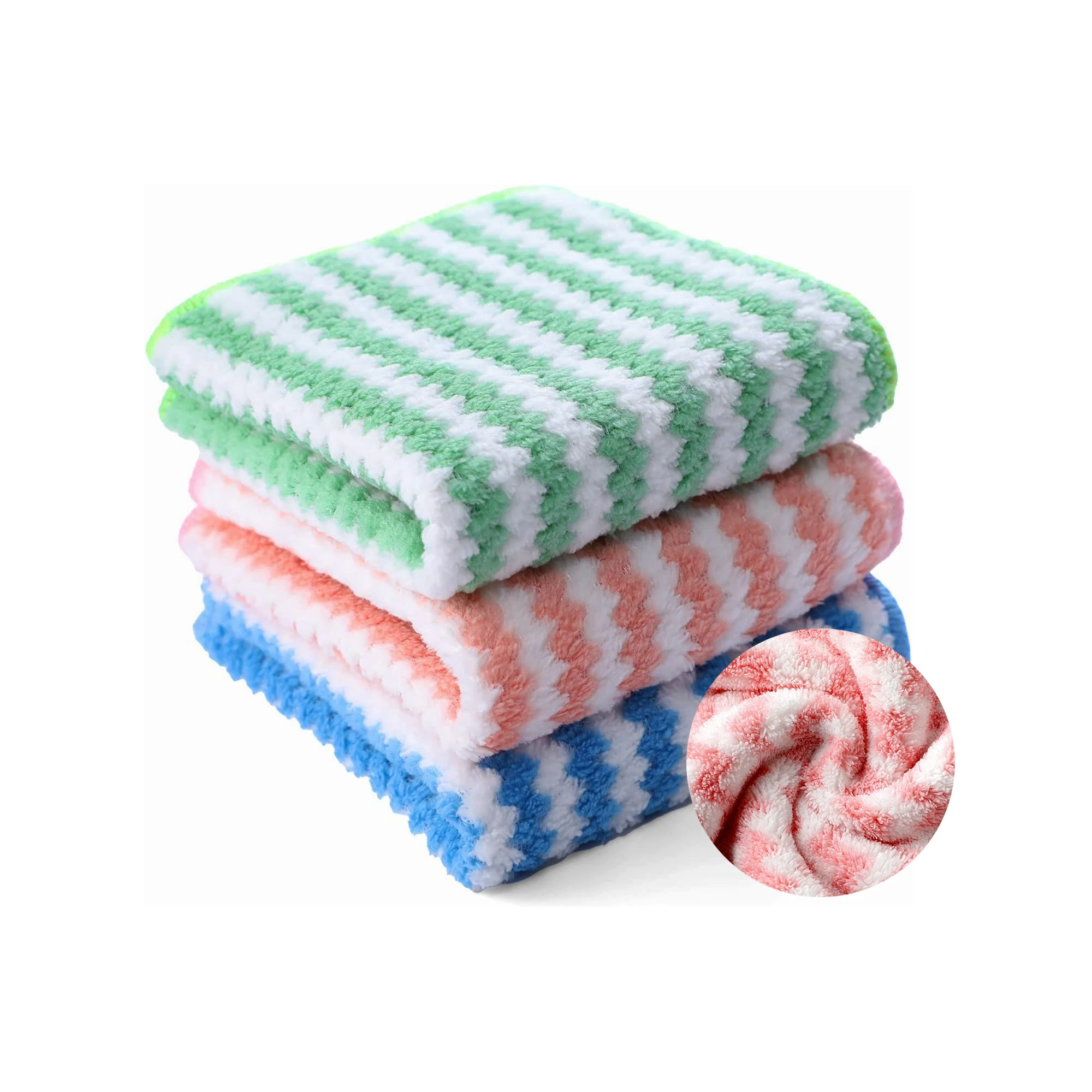 

3Pcs Kitchen Microfibre Cleaning Cloth, 25×25cm Dishcloths Multipurpose Cleaning Towels, Super Absorbent Dishes Cleaning Rags
