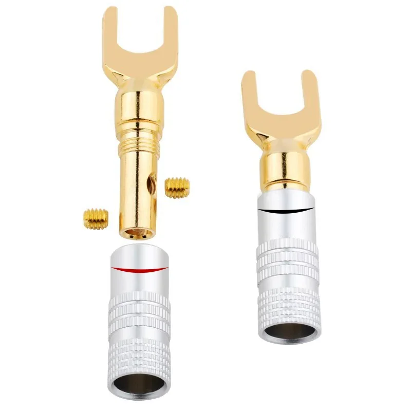 10 шт. Y/U тип разъемы типа банан вилки динамик аудиокабель провод разъем винт замок