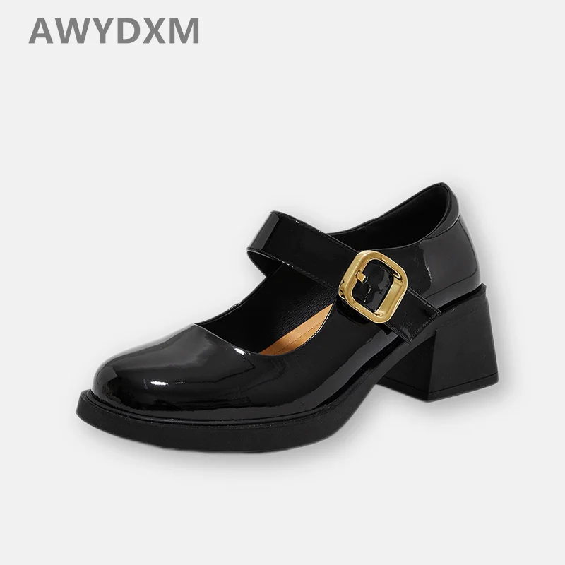 

High Quality Chunky Women Shoes Mid Heels Mary Jane Lolita Sandals 2022 Autumn New Brand Pumps Fashion Dress Party Women Shoes