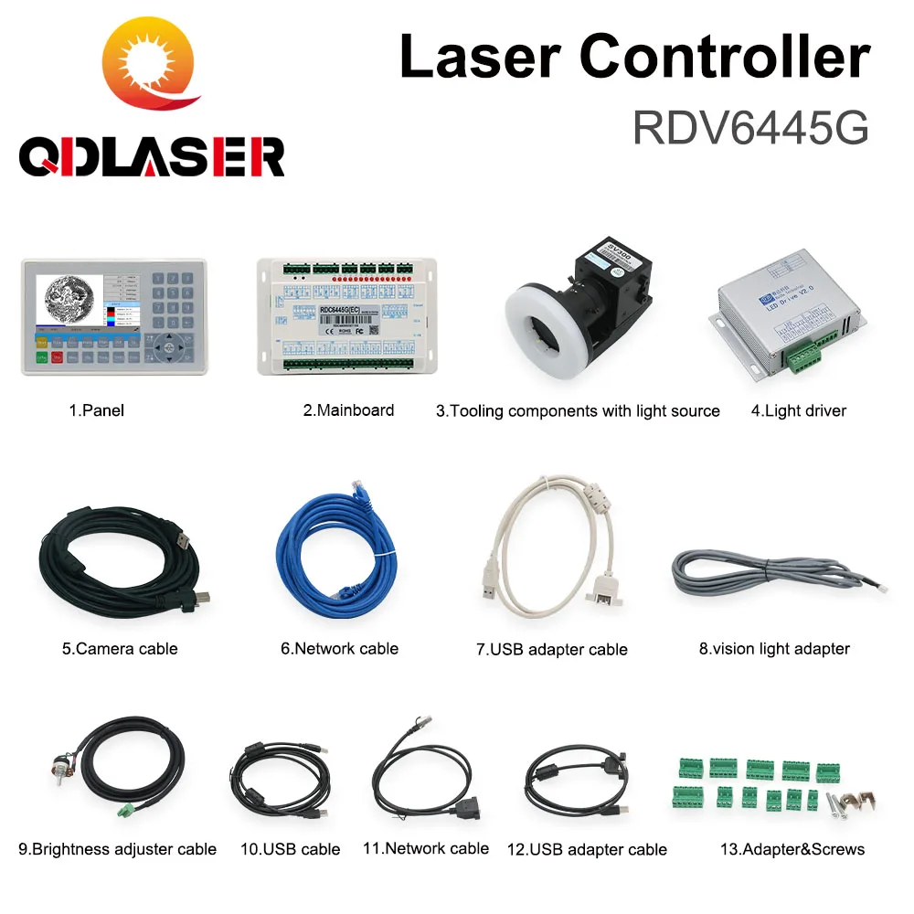 QDLASER Ruida RDV6445G + камера CCD Система контроллера лазера CO2 для станка лазерной резки и