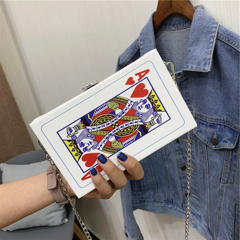 

4 Colors Women Shoulder Poker Clutches Long Chain PU Leather Lady Crossbody Square Handbags Trendy Fashion Girls Messenger Purs