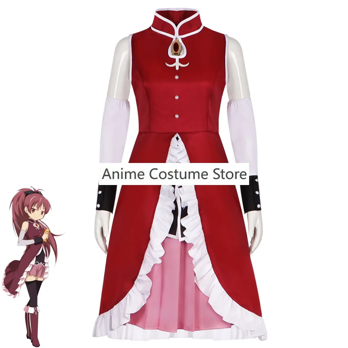 Женский костюм для косплея аниме Puella Magi Madoka Magica Sakura Kyouko красная боевая униформа