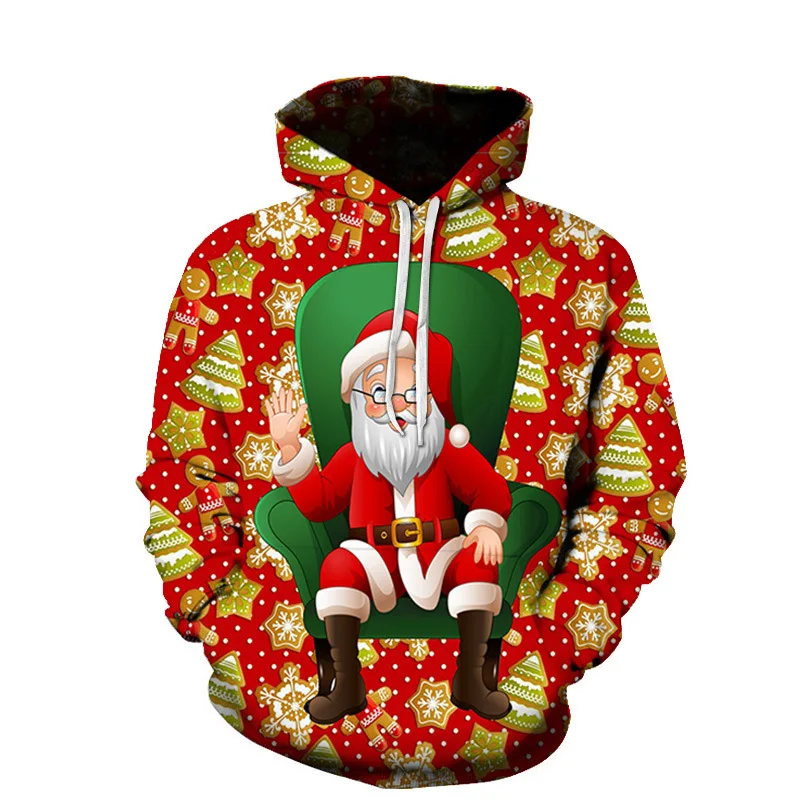 

Christmas Men's Hoodie 3D Santa Claus Printed Sweatshirt Casual Fashion Fun Women's Y2K Hoodies Pullover Large Sudaderas