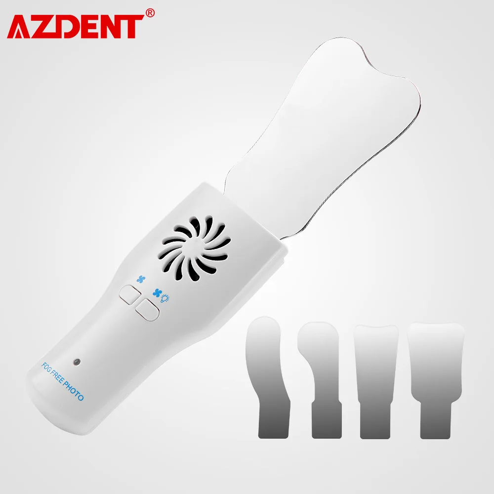 AZDENT Dental Anti-Fog Mirrors Set Fog Free Intraoral Photography Stainless Steel Mirror with LED Light Orthodontic Reflectors