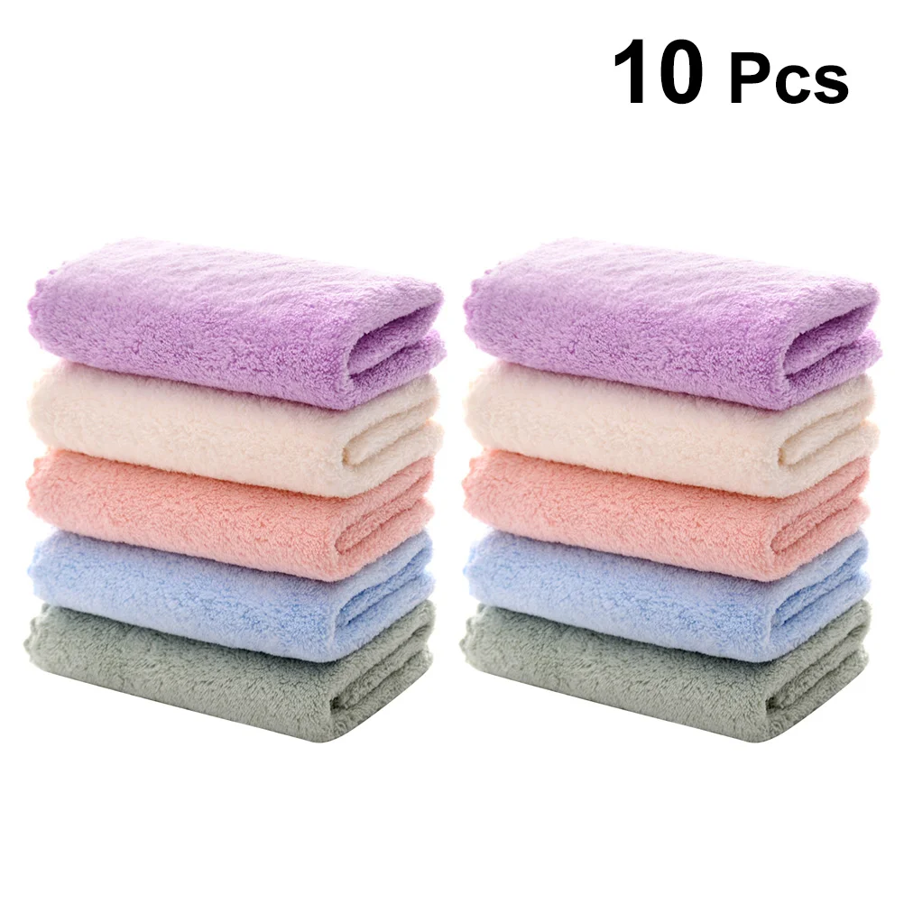 

10pcs Face Makeup Remover Cloths Microfiber Facial Cleansing Cloth Washcloth for Women Lady (Pink Blue Cyan Purple Beige for