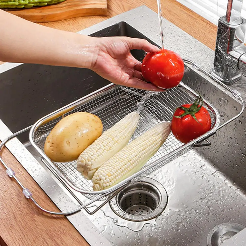 

Stainless Steel Drainer Basket Retractable Sink Drainer Stainless Steel Expandable Sink Drainer Basket Versatile for Vegetables