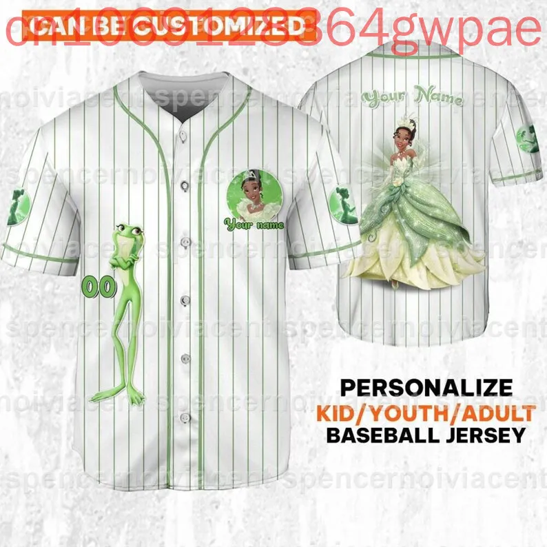 Персонализированный бейсбольный трикотаж принцессы Тианы Диснея мужские