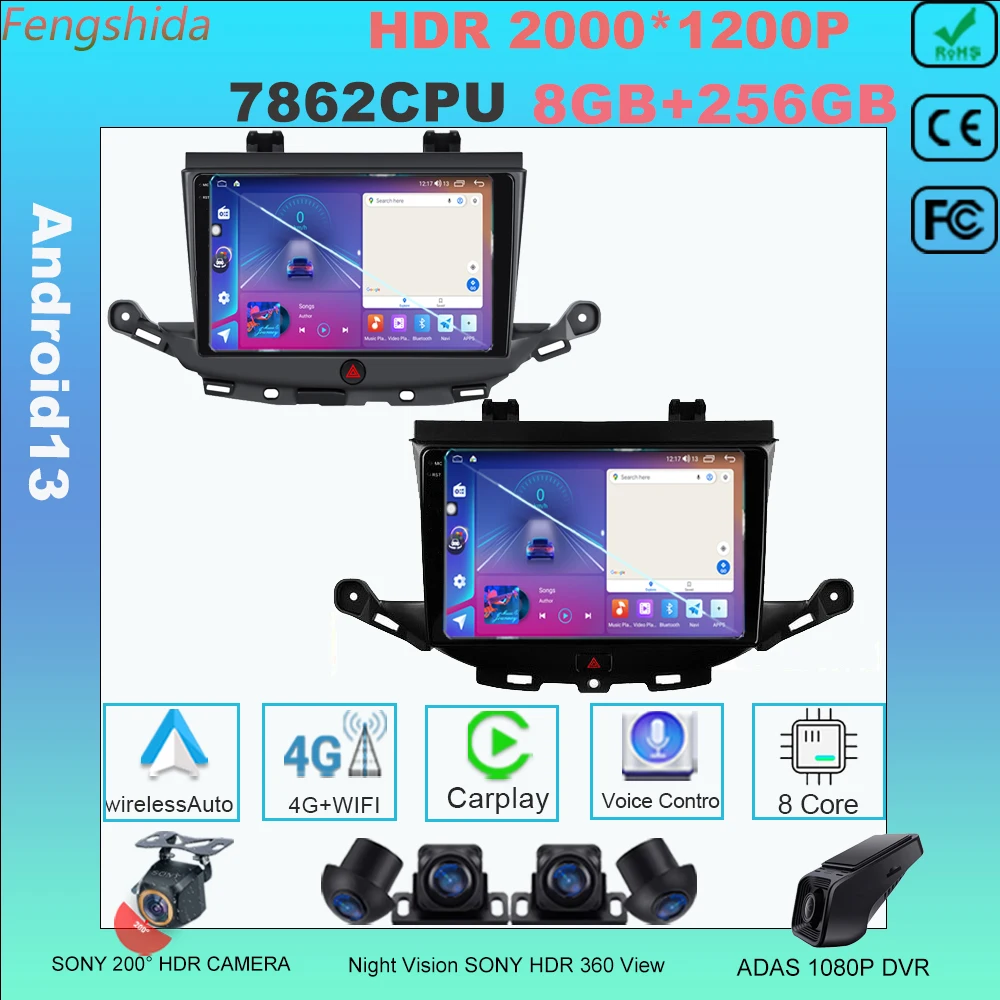 

Android 13 Car Radio Multimedia Player for Opel ASTRA K 2015 - 2019 GPS Navigation Carplay Auto WIFI BT 7862C High-performance