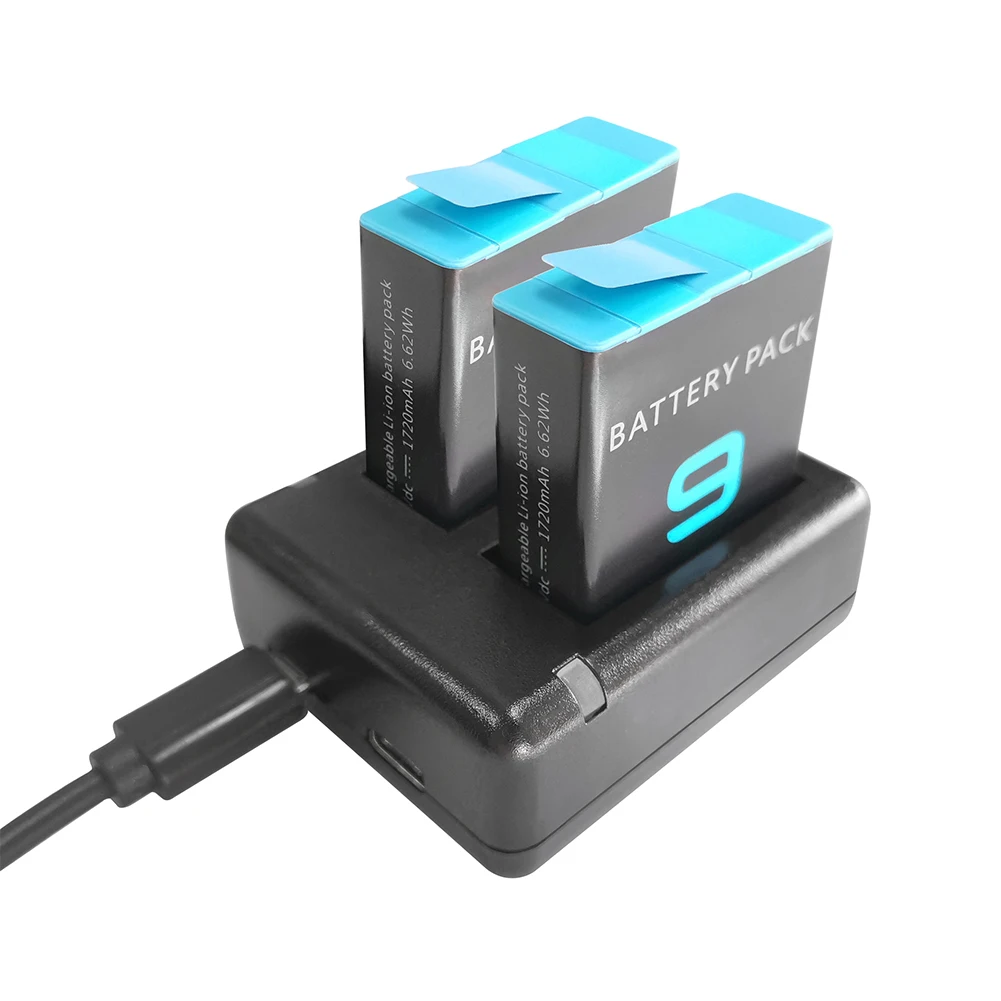 Professional Station Dock Battery Charger Multi Protection Photography Micro USB Fast Charging ABS Double Ways For Gopro Hero 9 |