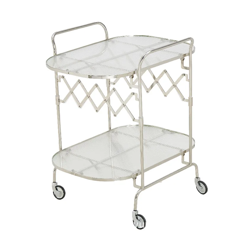 

Living Room Furniture Stainless Steel Medieval Folding Trolley Mobile Tea Table Glass Dining Car Sofa Side Table