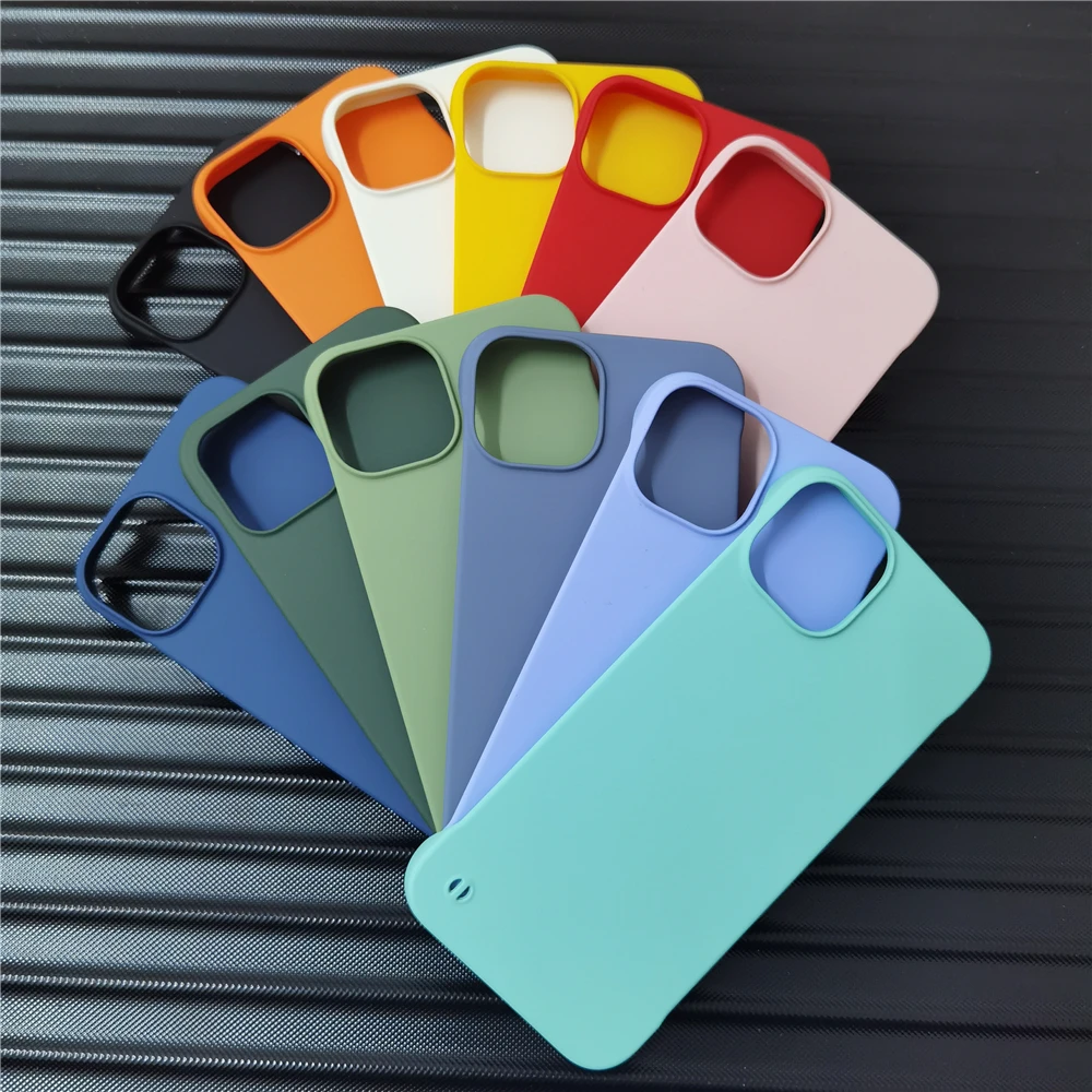 

Slim Hard PC Frameless Phone Case For iPhone 12 14 Plus Pro Max Mini XR X XS 11 13 7 8 SE 2020 Solid Candy Matte Cover