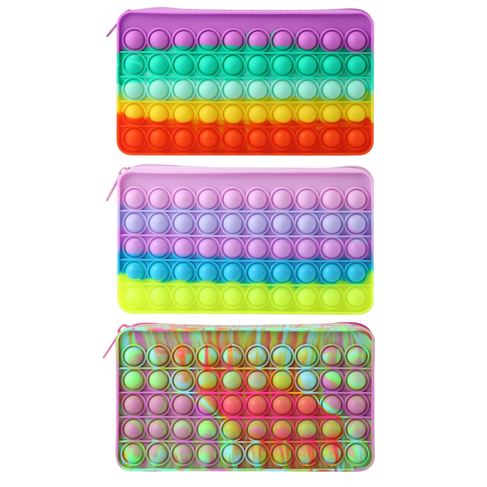

Silicone Pencil Purse Push Bubbles Simple Dimple Stationary Bag Sensory Pencil Case Fun Stress Relief Fidget Toys