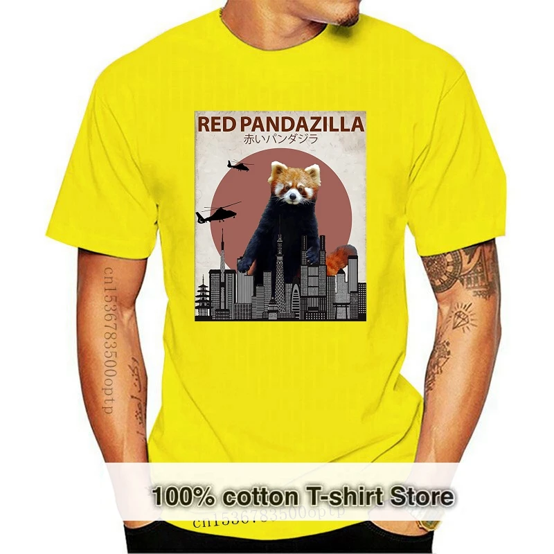 

Лидер продаж 2019, модная футболка из 100% хлопка, Красная Футболка Pandazilla с забавной Красной пандой, дизайнерская футболка в подарок