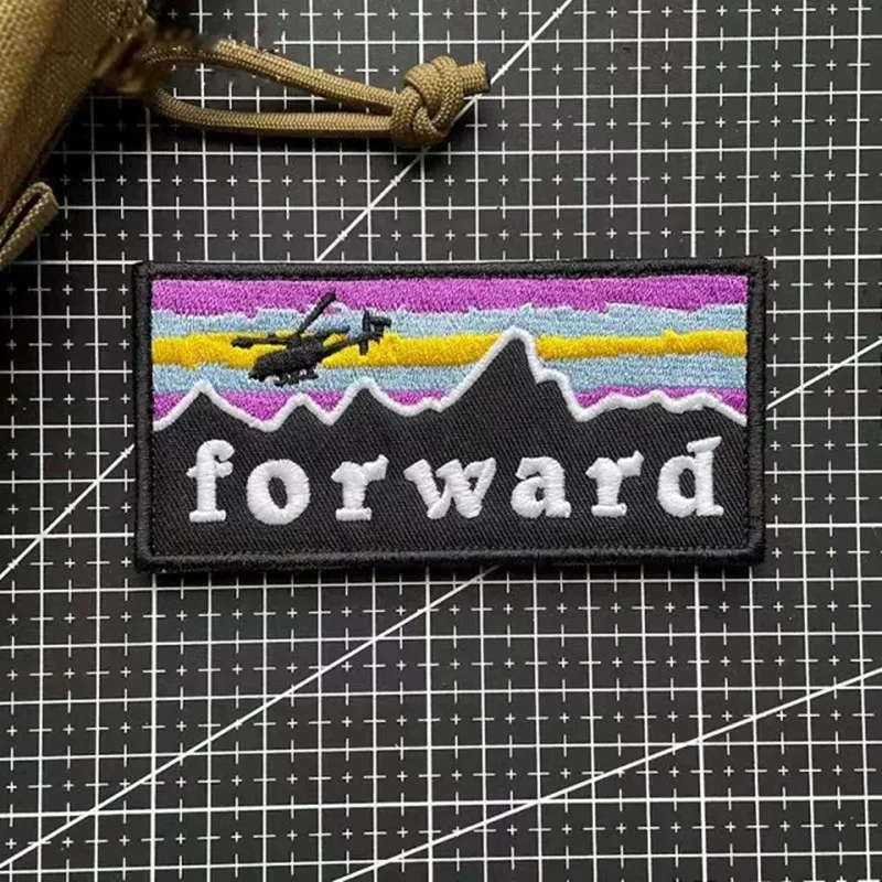 

Forward Luminous Embroidery Patches Fearless Go Forward Morale Badge Tactical Combat Backpack Sticker DIY Hook and Loop Patch
