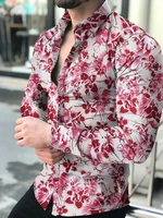 mens shirts 2022 fall spring fashion new vintage floral harajuku print tops hawaiian long sleeve button luxury party cardigan
