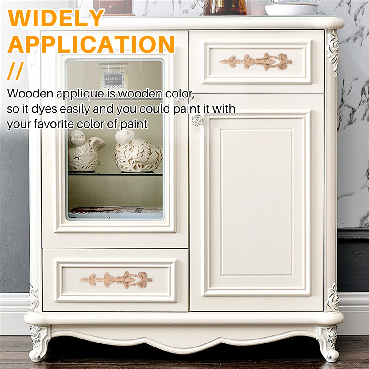 1x деревянная резная угловая аппликация неокрашенная рамка наклейка для