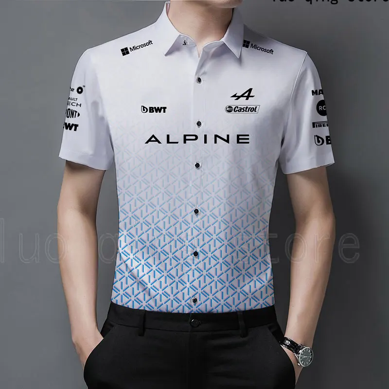 

Summer New Men Fashion Street Outdoor Sports Shirt F1 Racing Extreme Sport Alps Team Hot Sale Oversized Short-sleeved Polo Shirt