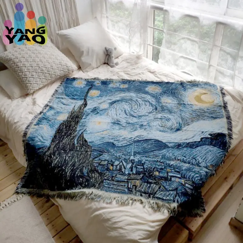 

Декоративные одеяла для кровати Ван Гога Звездное одеяло Звездная ночь Толстая искусственная скатерть гобелен домашний декор гобелен