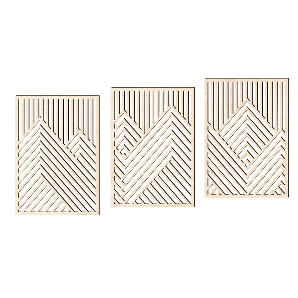 

3 Pcs Wall Sticker Abstract Home Decor Vintage Wooden Craft Pendant Decorative Hanging Office