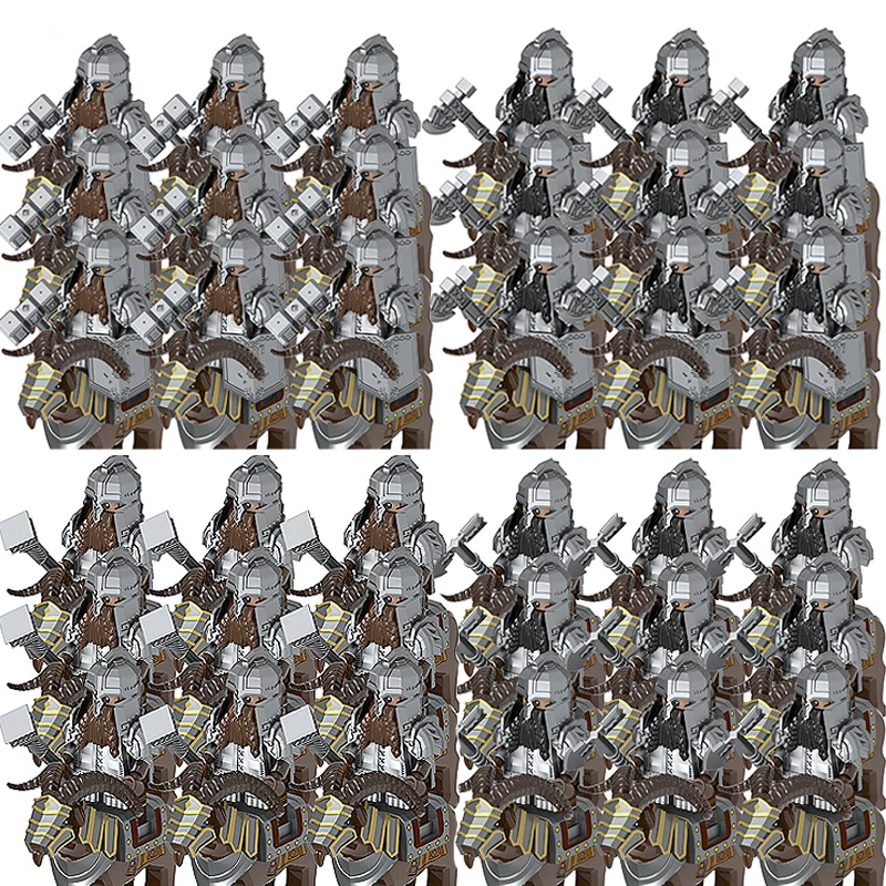 

Medieval Military Figures Building Block Castle Dwarf Knights Warrior Accessories Rome Soldier Animal Parts Toys for Children