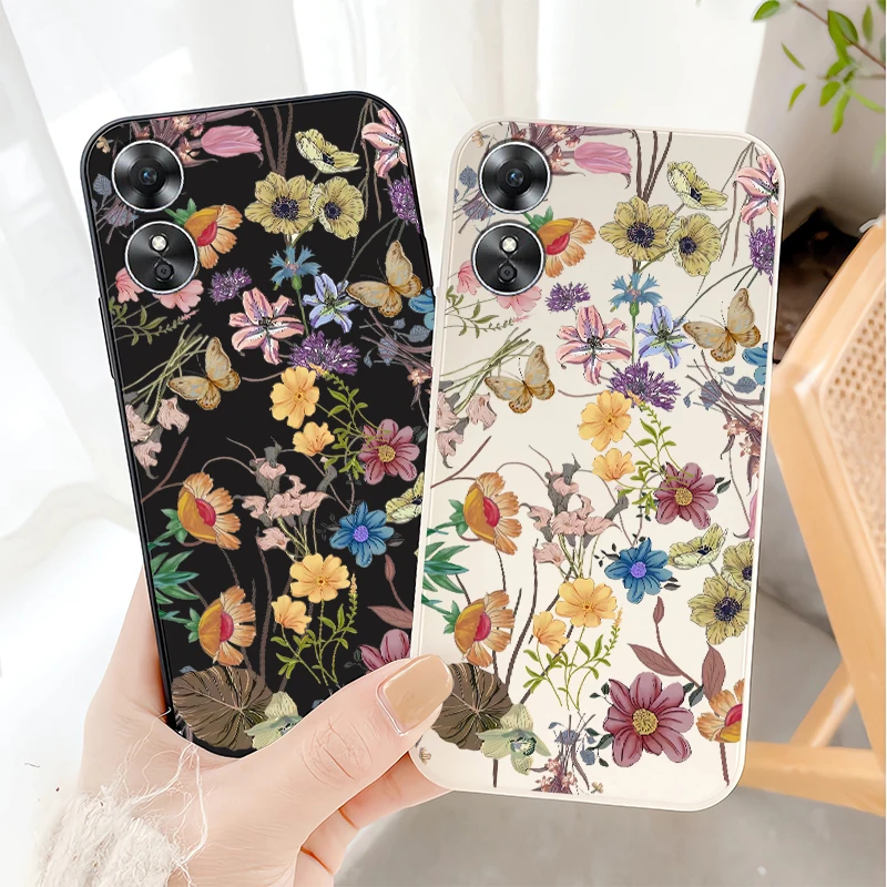 Чехол Showy Butterfly Flowers для OPPO A17 A16E A16K A16S A16 A15 A15S A12E A12S A12 A11K A11X A11S A11 Мягкий силиконовый