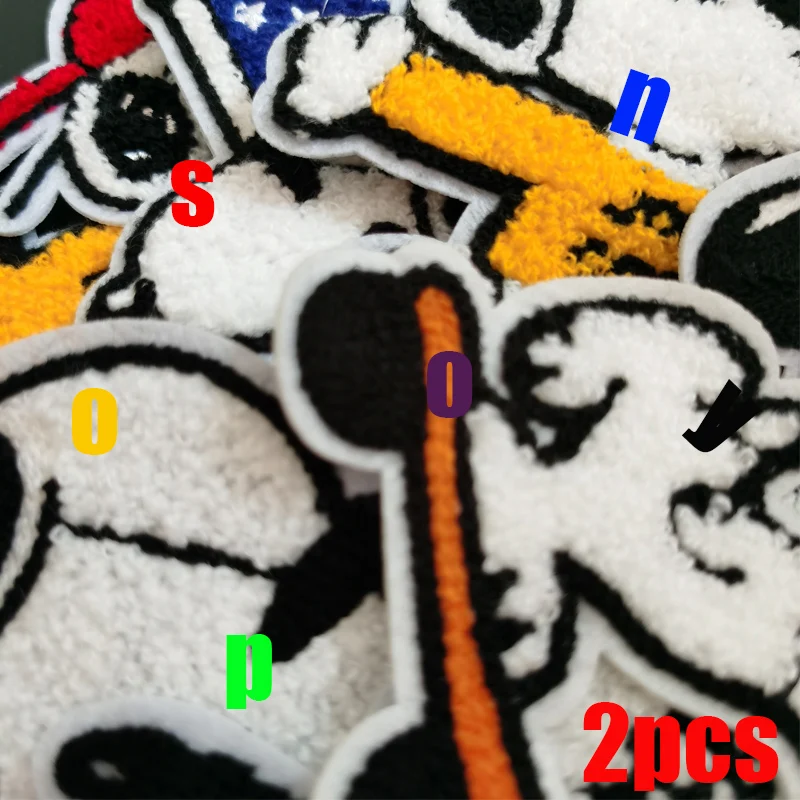 

2pcs Cute cartoon white dog children's clothing bag towel embroidered decorative cloth patch Animal dog wool embroidered Badge