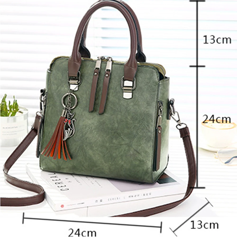 Vintage PU Leather Ladies HandBags Women Messenger Bags TotesTassel Designer Crossbody Shoulder Bag Boston Hand Bags Hot Sale