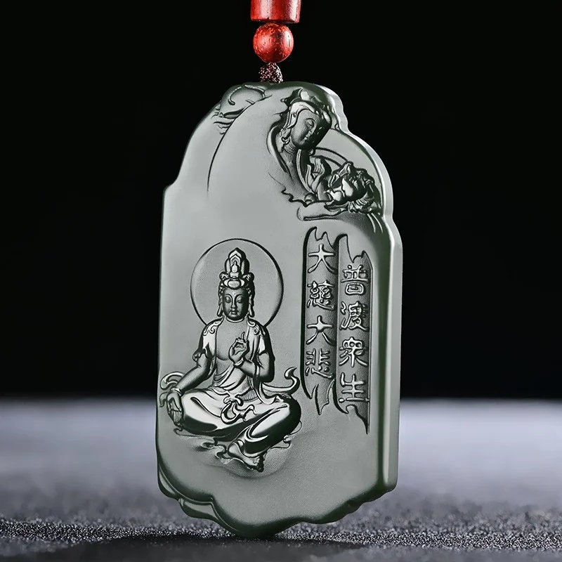 

Hot Selling Natural Hand-carve Hetian Jade Cyan Avalokitesvara Buddha Necklace Pendant Fashion Jewelry Men Women Luck Gifts1