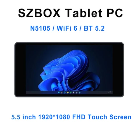 SZBOX 5,5 дюймовый планшетный ПК 1920*1080 FHD N5105 сенсорный экран Карманный ПК Windows 11 DDR4 двойной дисплей WiFi 6 BT5.2 мини-ПК