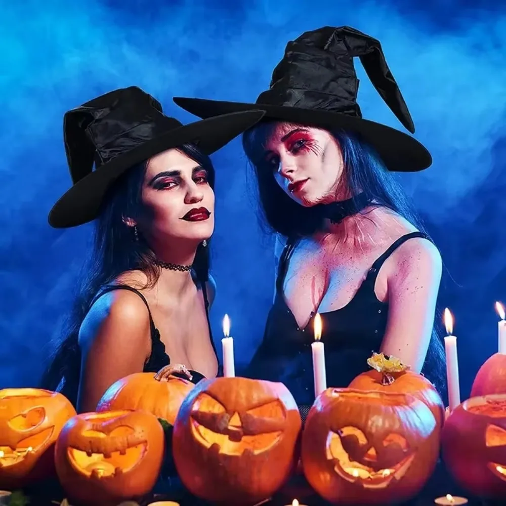 Шляпа для Хэллоуина с ведьмой аксессуары костюма унисекс черные причудливые