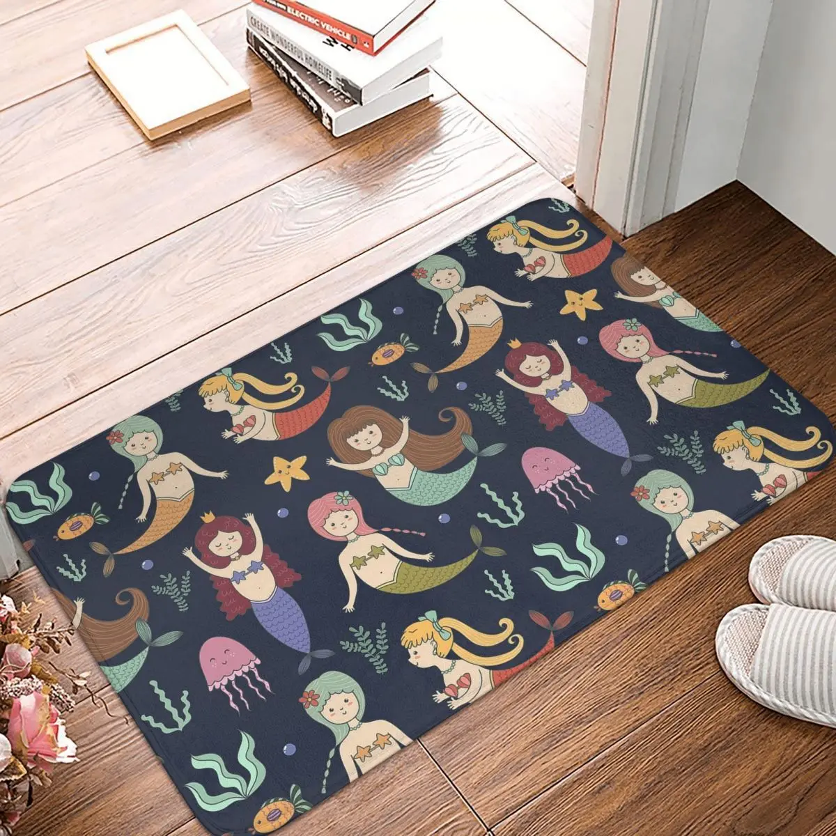 

Мягкий и приятный коврик для ванной с изображением животных моря, нескользящий коврик для гостиной с изображением русалки, декоративный коврик для двери