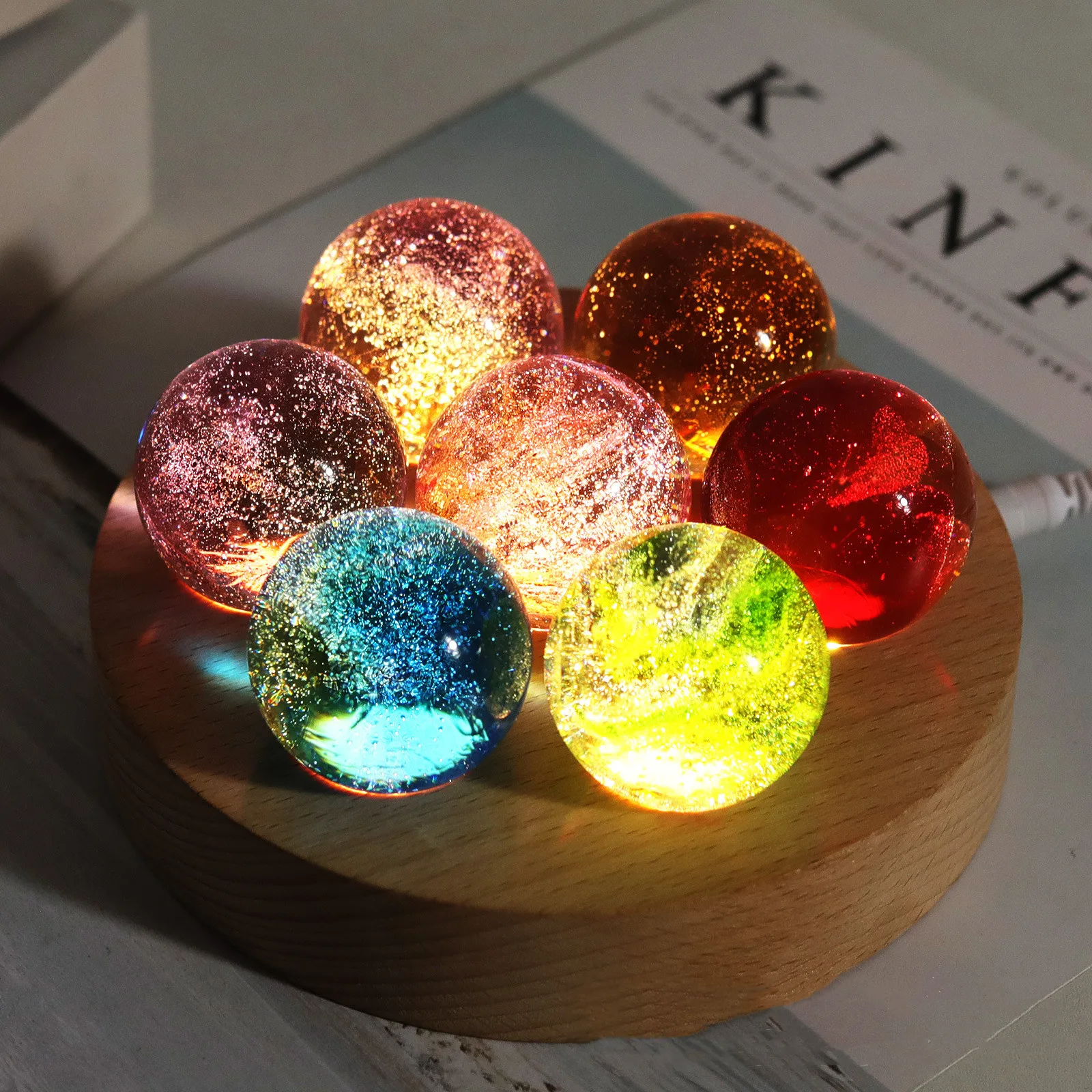 

Fantasy Colorful Glass Ball Luminous Planet Astronomy Planets Ball Fantastic Style Home Decor Cosmic Model Gift