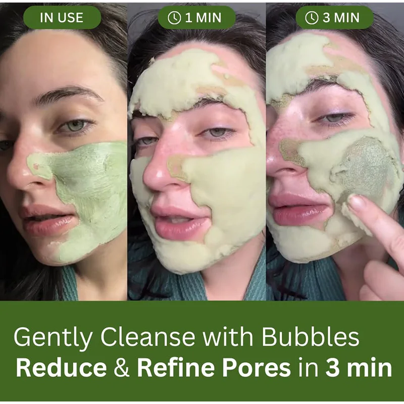 Фото Очищающая грязевая маска с пузырьками, брендовая глянцевая маска для лица, глубокое очищение пор, нежная и гладкая кожа, натуральная нежная увлажняющая грязевая маска с мазком №3