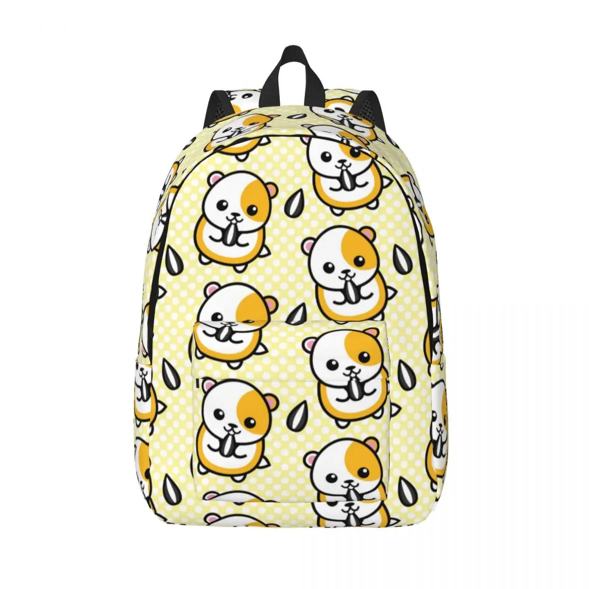 

Laptop Backpack Unique Hamsters Sunflower Seeds And Yellow Polka Dots School Bag Durable Student Backpack Boy Girl Travel Bag