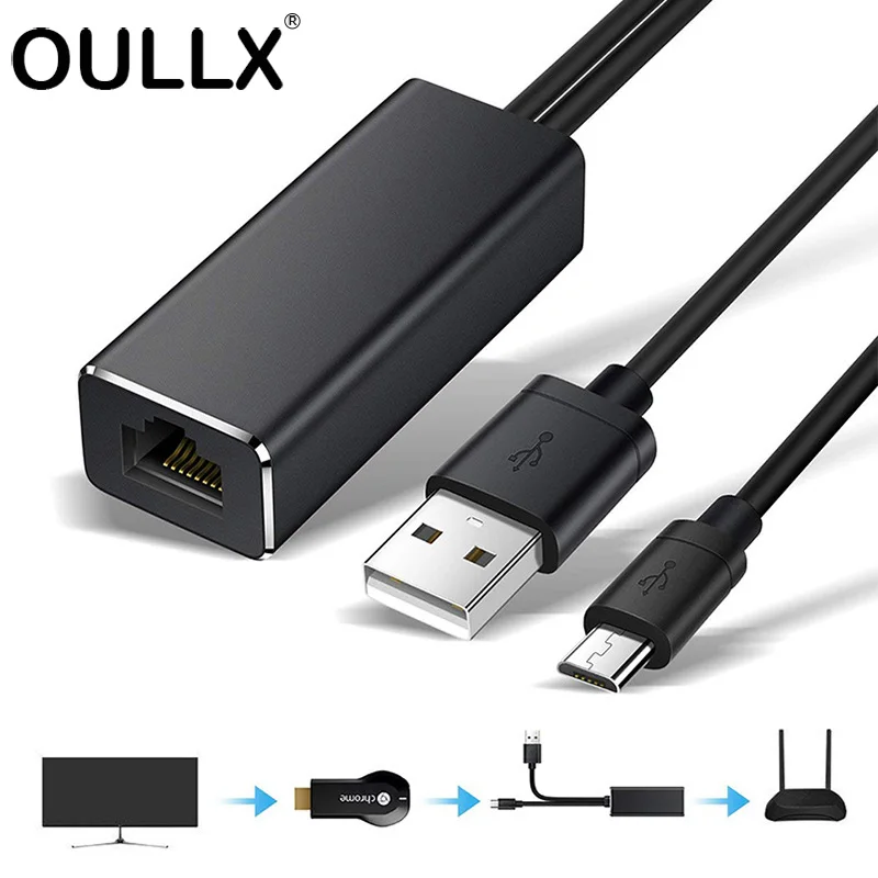 Micro Usb Power To Rj45 10/100mbps For Fire Tv Stick Chromecast Google