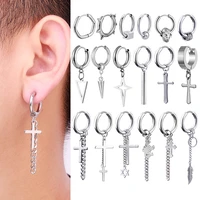 1 piece punk pierced ear buckles earrings for womenmen separate ear stainless steel hoop mens earrings new pop hip hop jewelry