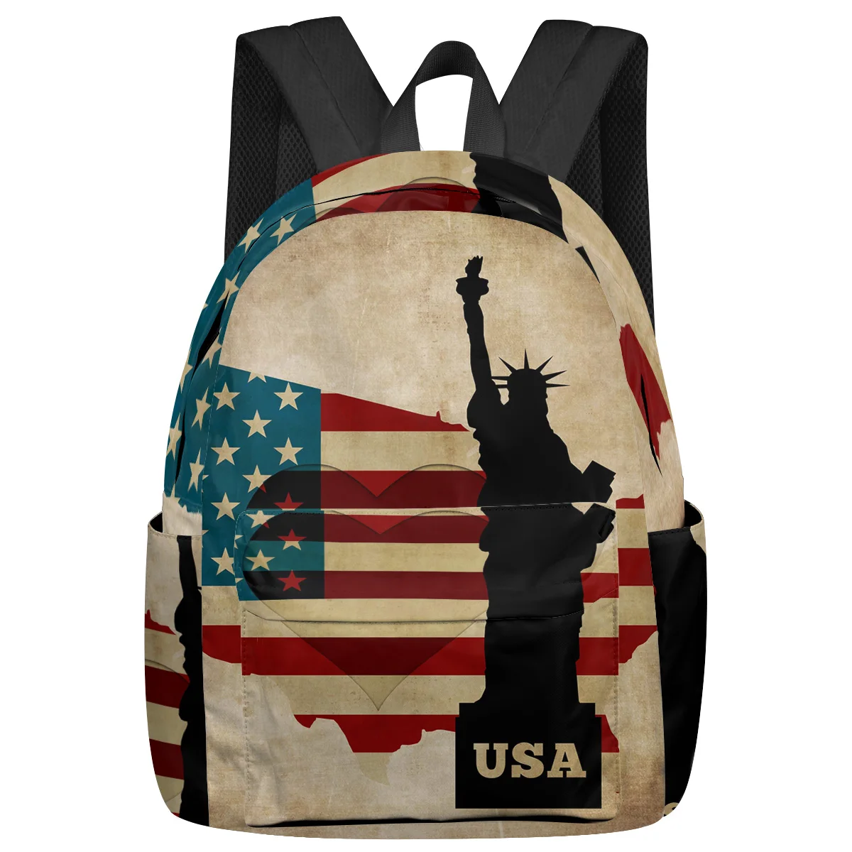 

Flag Day Usa Map Statue Of Liberty Large Capacity Bookbag Travel Backpacks Schoolbag For Teenager Women Laptop Bags Rucksack