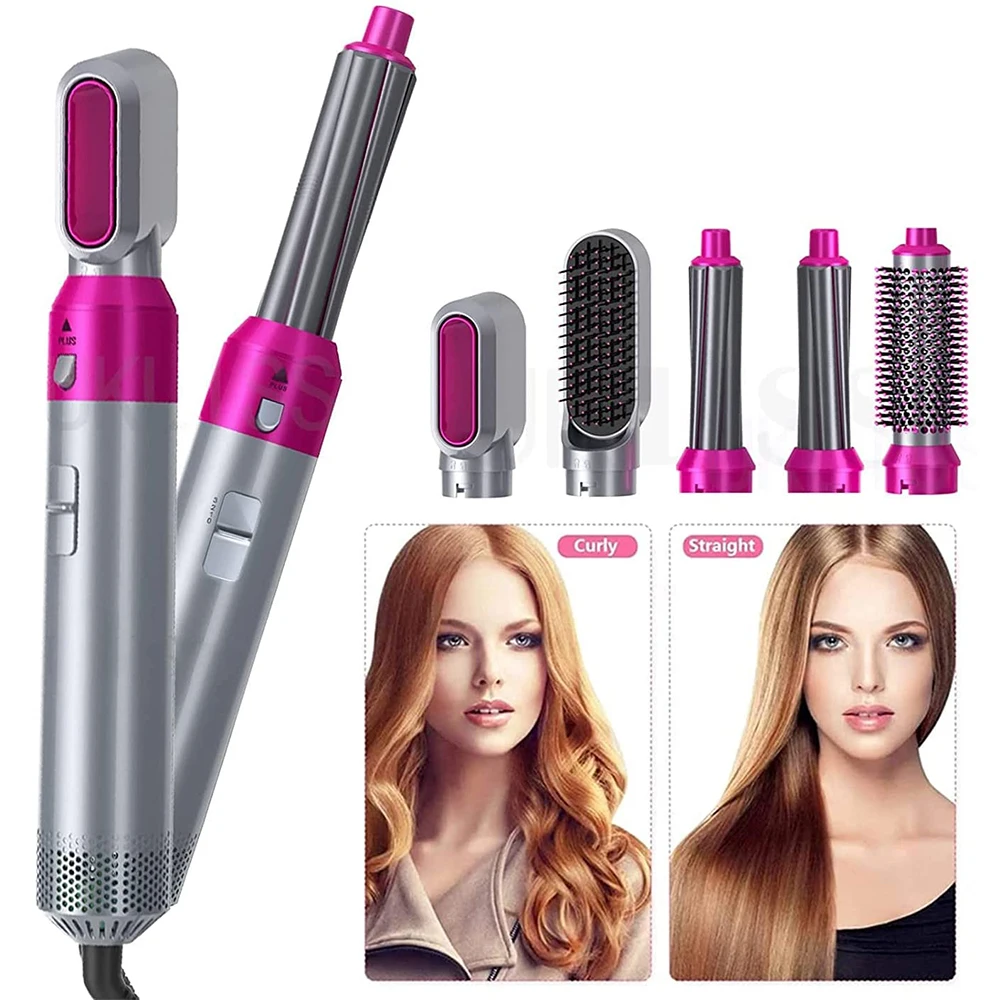 

5 In 1 Hair Dryer Hair Straightener Brush Negative Ion Blower Curling Dryers Hot Air Wrap Comb Professional Salon Hairdressing
