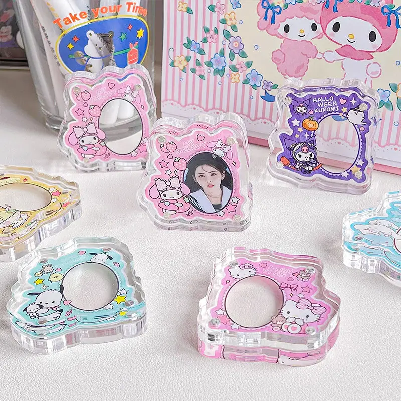 

Kawaii Sanrio Photo Album Hellokittys Kuromi My Melody Cinnamoroll Cartoon Mini Magnet Diy Pendant Picture Frame for Girls Gift