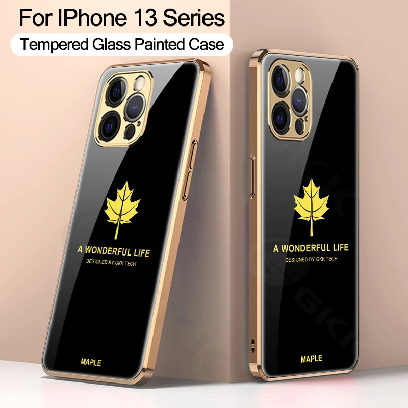 

Оригинальный квадратный чехол GKK из закаленного стекла для IPhone 13, 12, 11 Pro Max, чехол с окрашенным стеклом и жестким покрытием для IPhone 13 Pro Max