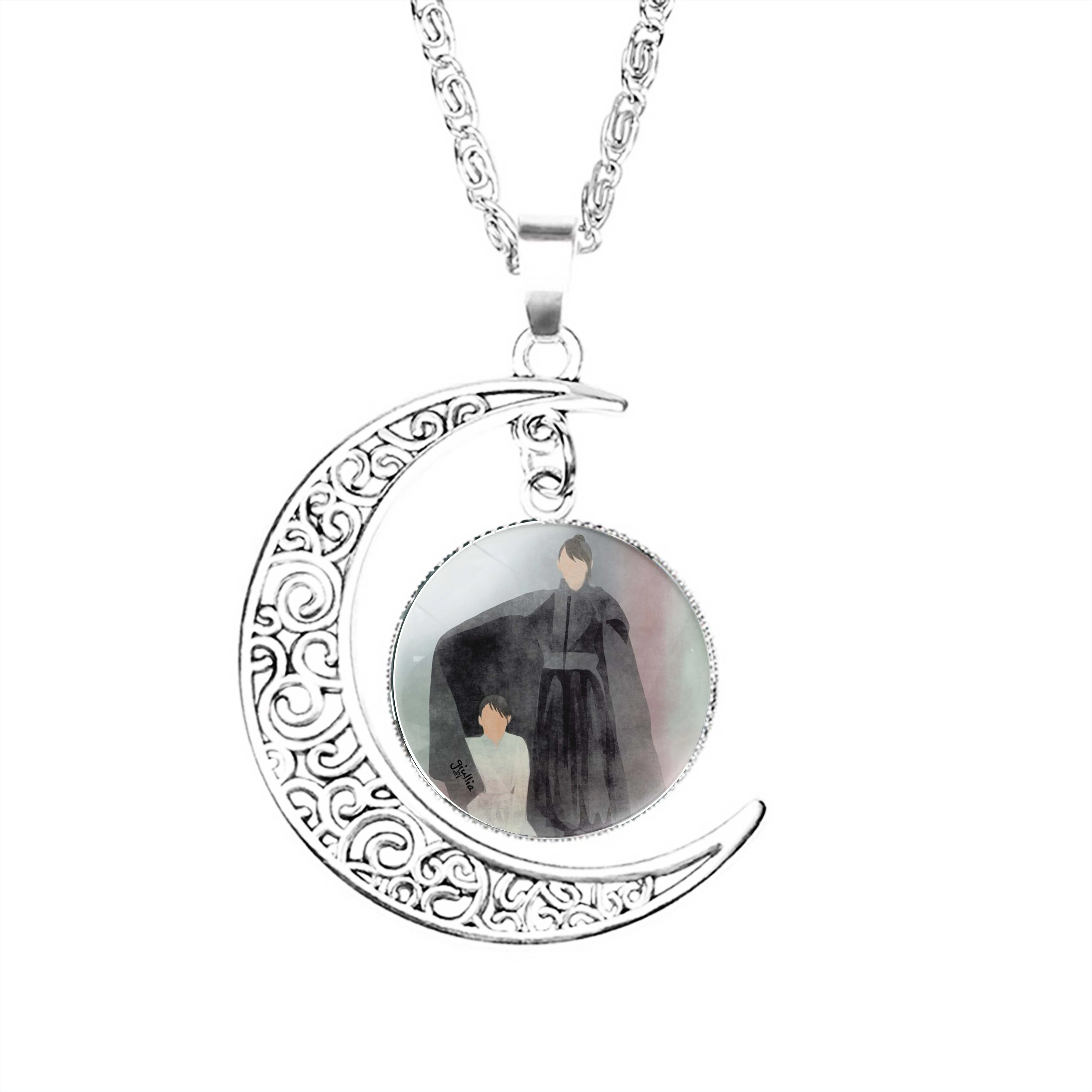 

Scarlet Heart Ryeo 02 Moon Necklace Stainless Steel Jewelry Crescent Charm Boy Dome Pendant Girls Gifts Lady Fashion Jewelry