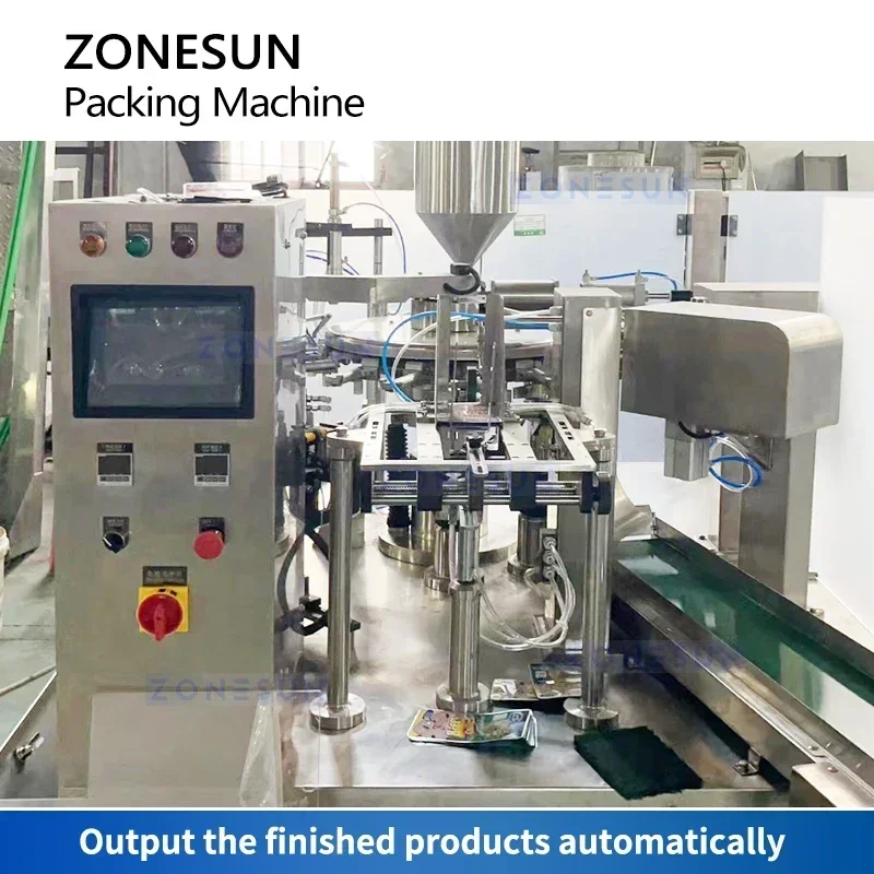 Фото Автоматическая машина для фасовки и запайки готовых пакетов ZONESUN ZS-BZJ10P, роторная упаковочная машина для пакетов DoYpack, оборудование для фасовки жидкостей и паст №5