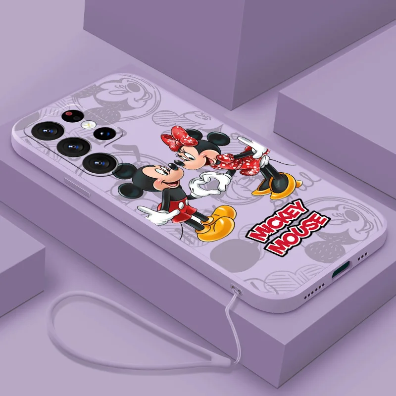 

Anime Mickey Mouse Phone Case For Samsung S23 S22 S21 S20 Fe S10 Note 20 10 Ultra Lite Plus Liquid Rope Funda Cover