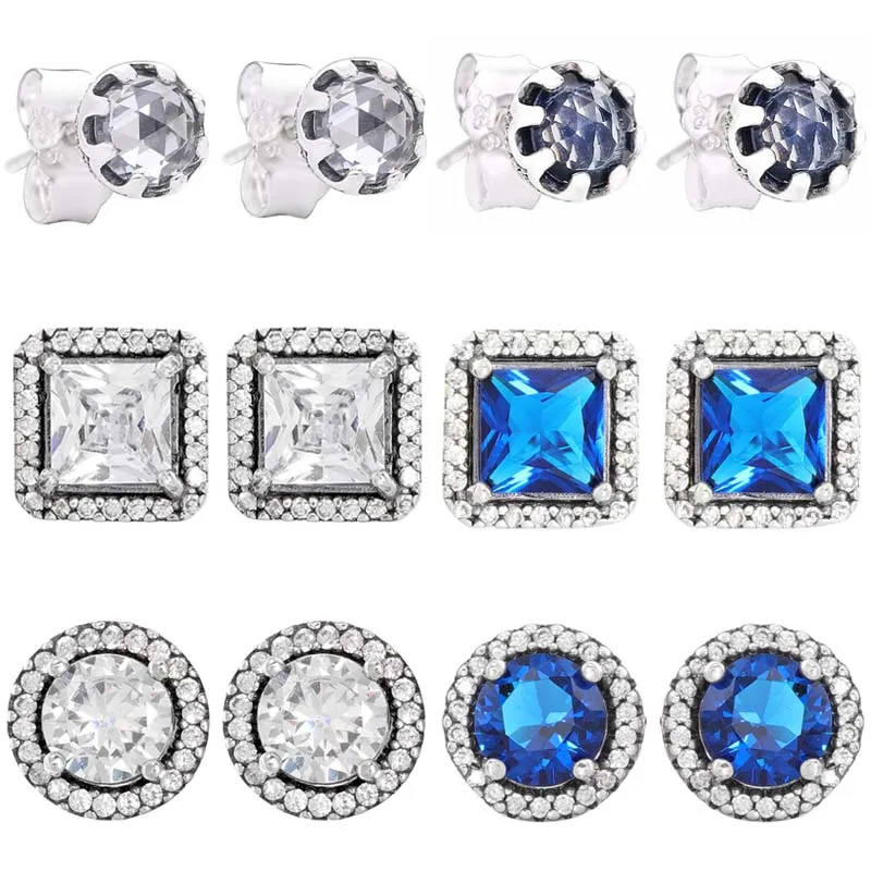 

Женские серьги-гвоздики из серебра 925 пробы, со сверкающей короной