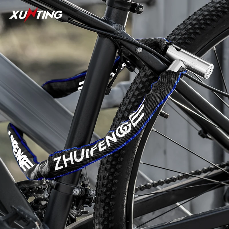Xunting Bike Chain Lock Safe Metal Anti-Theft Heavy Duty Chain Lock with key Security Reinforce Cycling Bicycle Lock Accessories